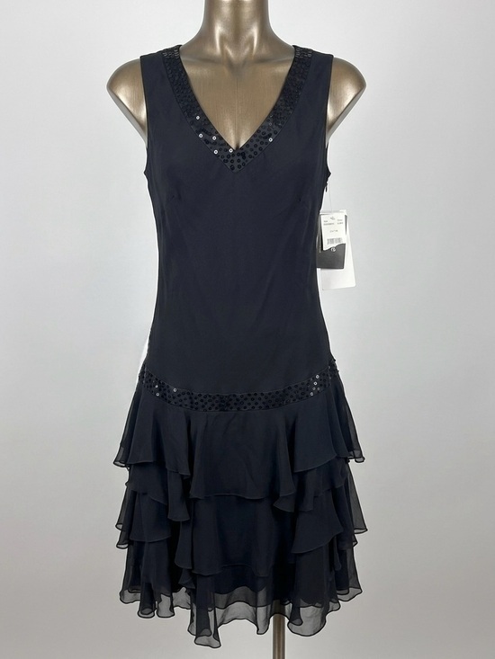 Nicole by Nicole Miller Dresses & Skirts - NWT Nicole by Nicole Miller 100% Silk Sequin Ruffle Dress Black Sz 10